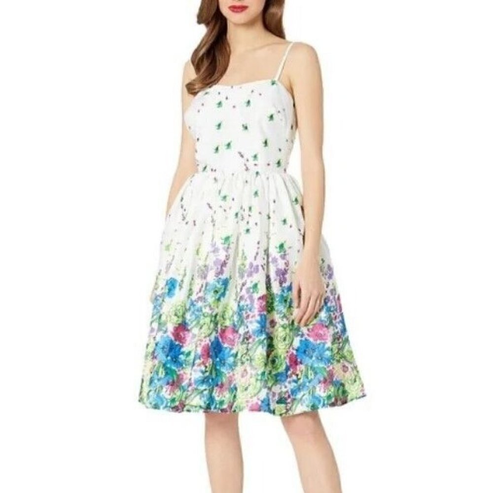 New Unique Vintage Darcy Swing Dress Womens L 10/12 Floral